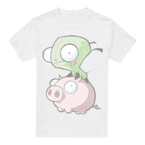 Invader Zim Mens Gir & Pig T-Shirt / White